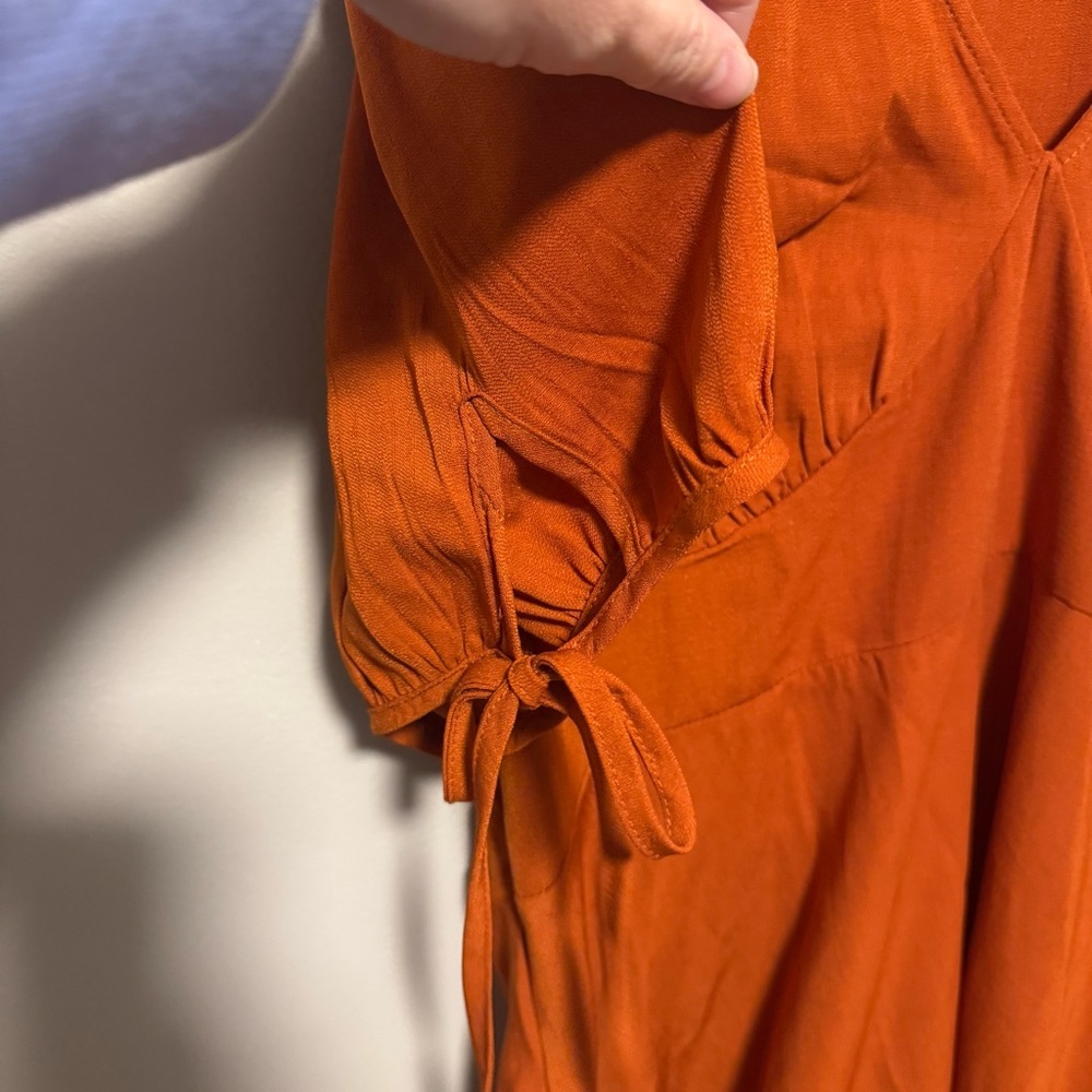 Cider Burnt Orange Tie Sleeve Mini Dress - Women’s 1X - Picture 5 of 10